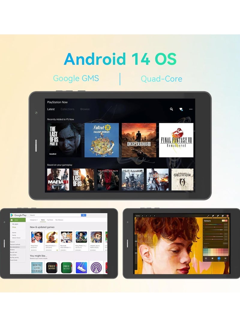 REBENUO CM828 8 inch Tablet, Android 14 Tablet with SIM Card Slot and Wifi 8GB RAM,512GB ROM Storage Dual 5MP+8MP Camera HD IPS Display (Gray) - Image 4