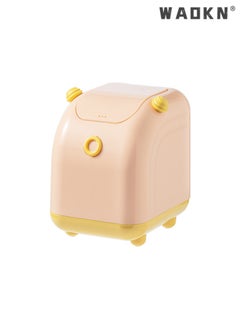 WAOKN Creative Plastic Desktop Trash Can, with Lid, Small Home & Office Cleaning Gadget, One-Touch Open/Close Desktop Storage Bin（pink）  - Image 2