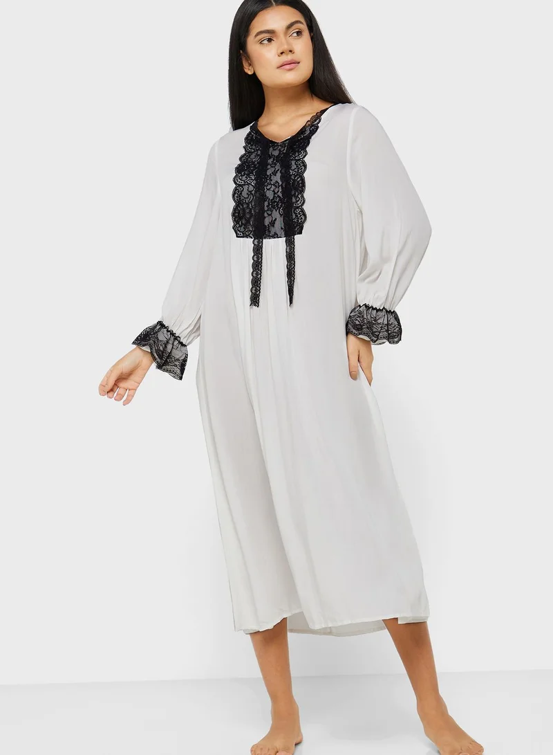 Khizana Lace Trim Night Dress