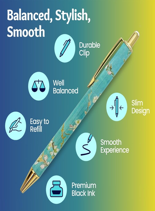MESMOS 3pc Van Gogh Fancy Pen Set, Nice Cute Luxury Aesthetic Pens for Women Journaling, Pretty Luxury Office Journaling Journal Pens Women - Image 2