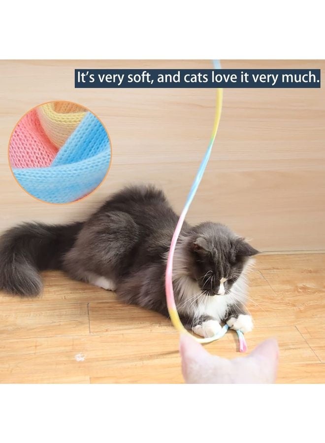 MOWKIT Interactive Cat Rainbow Wand Toys, Interactive Cat Teaser Wand String, Colorful Ribbon Charmer for Most Cats and Kittens - 2 Packs - Image 3