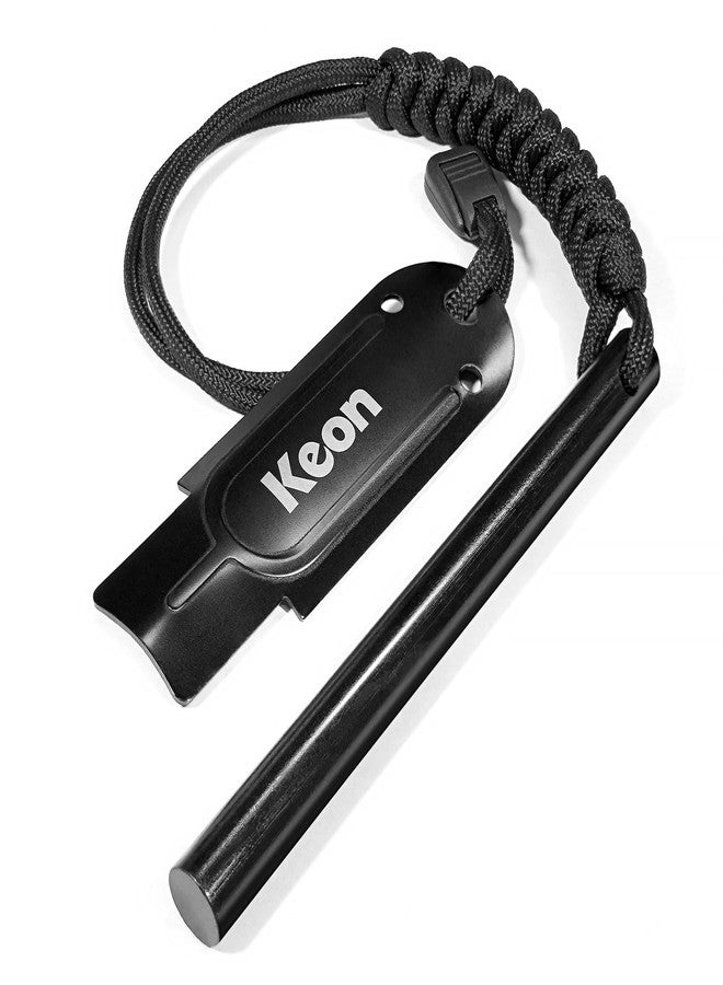Keon Flint and Steel fire Starter kit, Ferro Rod fire Starter Survival Tool, 4.5" x 3/8" Emergency Camping fire Starters with Paracord Wrist Lanyard and Striker (Flint Lighter) - Image 1