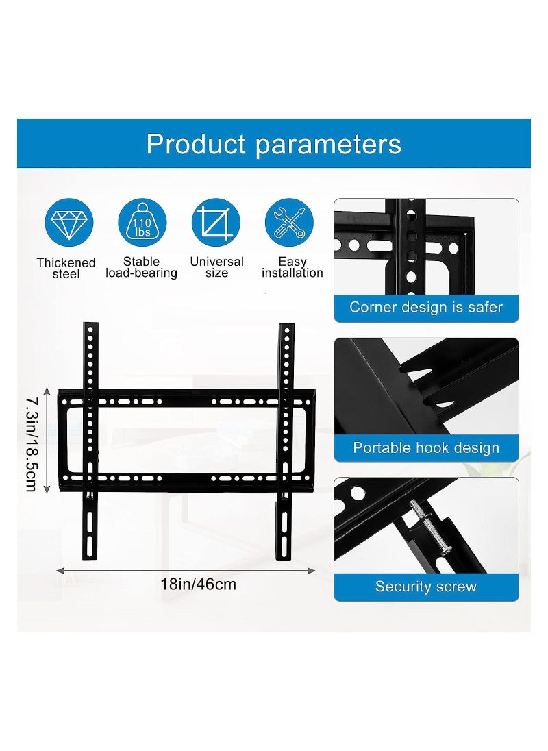 Generic TV Wall Mount 26-63 Inches Ultra Strong Slim Fixed TV Bracket Heavy Duty Ultra Super Strong 50KG TV Wall Mount with Wall Fixing Kit for Flat Curved Screen TV LED, LCD OLED and Plasma 50Kg  - Image 4