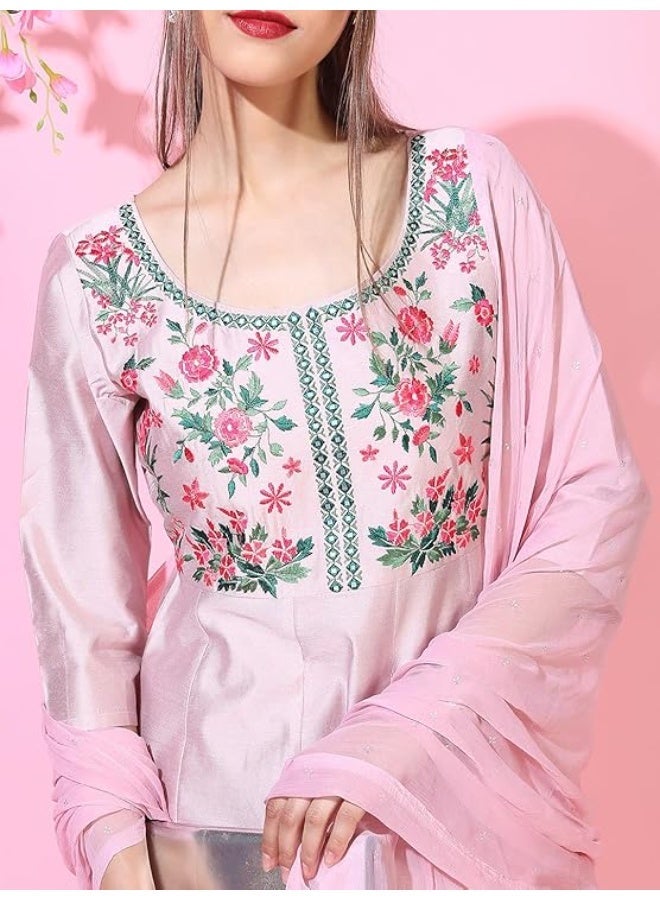 Vishudh Womens ETHNIC KURTA SET PINK 100% Viscose(L) - Image 3