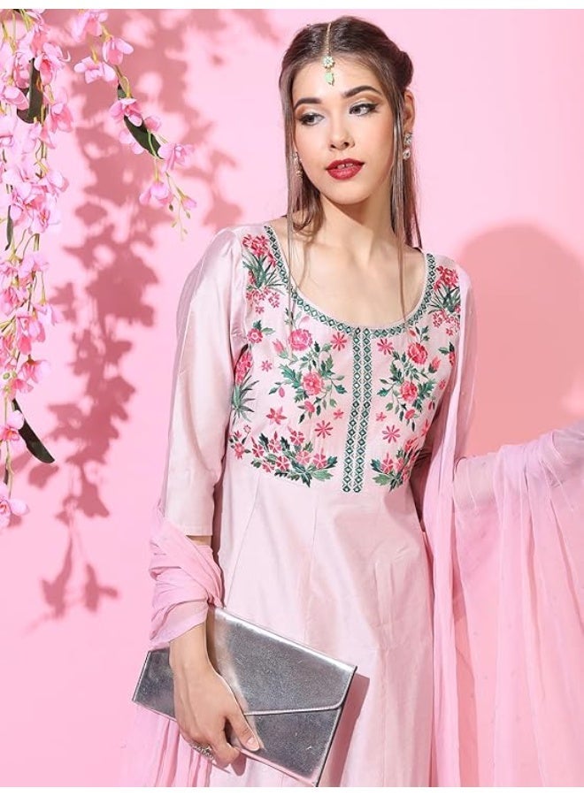 Vishudh Womens ETHNIC KURTA SET PINK 100% Viscose(L) - Image 4