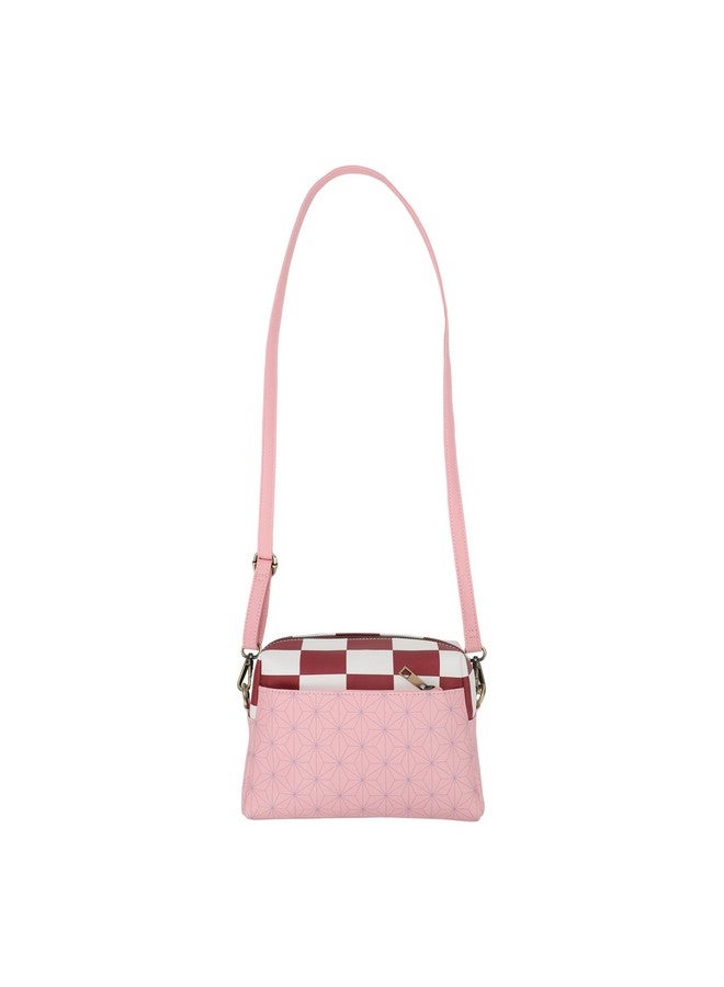 Bioworld حقيبة يد نسائية باللون الوردي عليها شعار نيزوكو المعدني من قاتلة الشياطين - Image 3