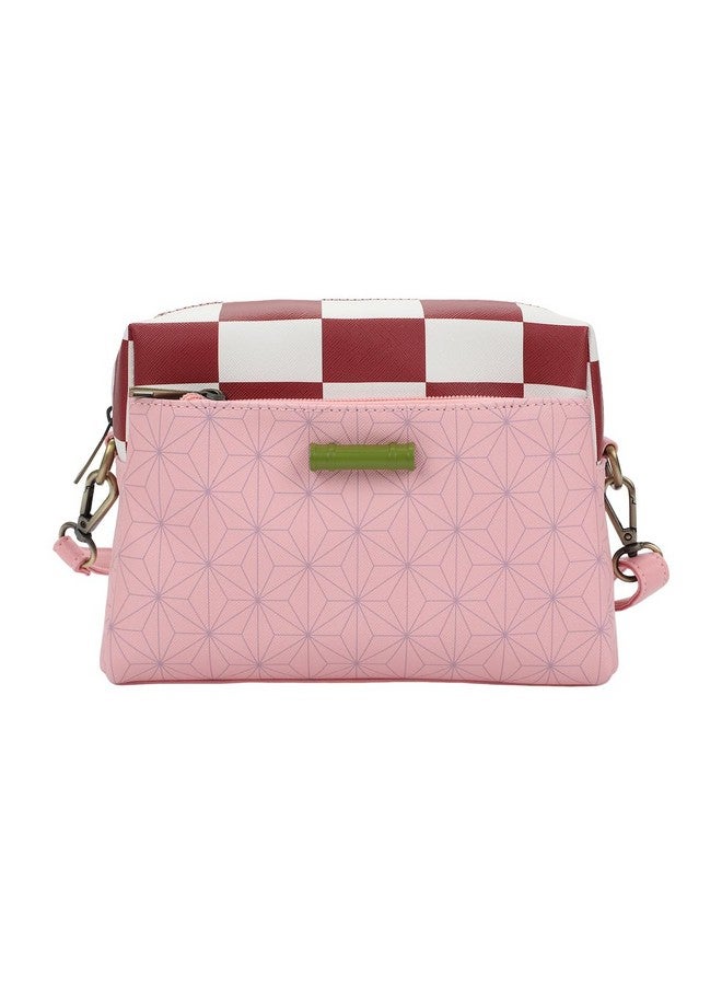 Bioworld حقيبة يد نسائية باللون الوردي عليها شعار نيزوكو المعدني من قاتلة الشياطين - Image 1