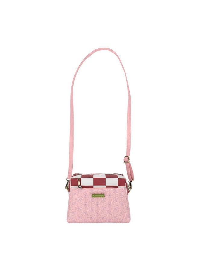 Bioworld حقيبة يد نسائية باللون الوردي عليها شعار نيزوكو المعدني من قاتلة الشياطين - Image 2