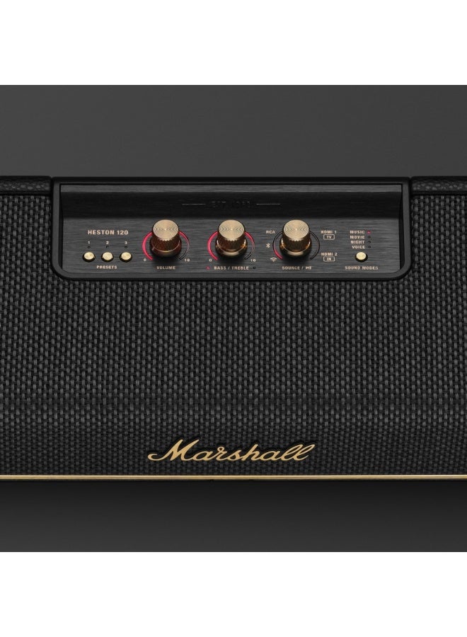 مارشال Heston 120 Soundbar مع Dolby Atmos - صوت غامر / باسات قوية / أوضاع صوتية / تحكم عبر التطبيق / اتصال لاسلكي متعدد / Bluetooth 5.3V / خدمات موسيقية مدمجة - أسود - Image 3