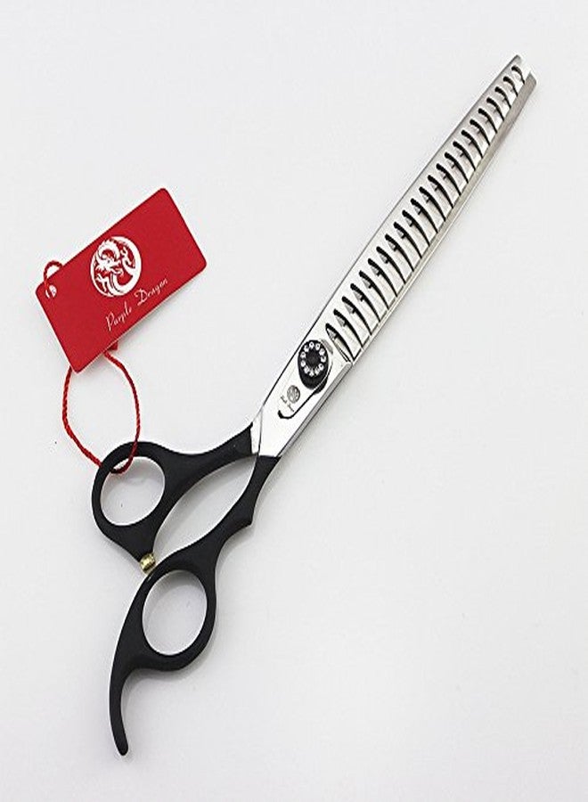 Purple Dragon 8.0 inch Professional Pet Grooming Scissors - Dog Chunker Shears - Adult Animal Thinning Hair Shears for Pet Groomer or Family DIY (Black) - Image 1