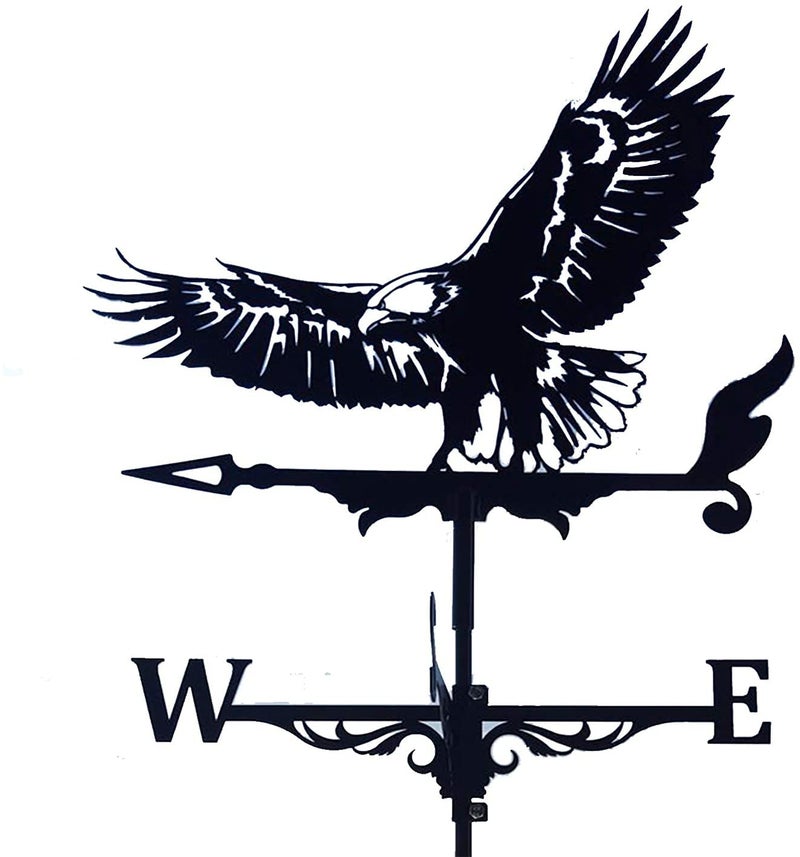 Alnicov Animal Metal Weather VaneVintage Black Weather Vane Hollow Wind Direction Indicator for Outdoor Garden Roof Paddock Decoration Weather VaneEagle - Image 2