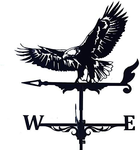 Alnicov Animal Metal Weather VaneVintage Black Weather Vane Hollow Wind Direction Indicator for Outdoor Garden Roof Paddock Decoration Weather VaneEagle - Image 1