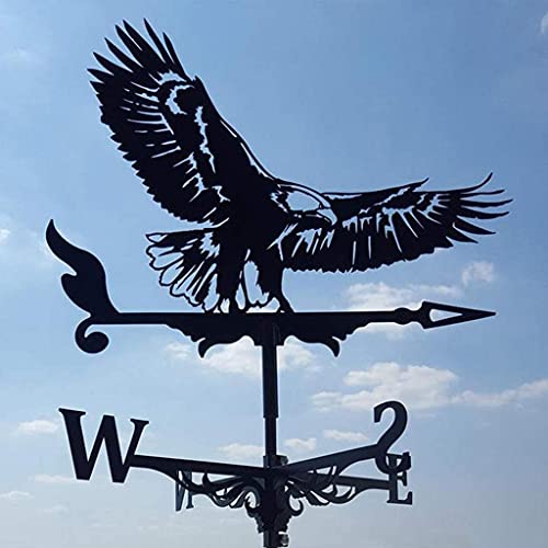 Alnicov Animal Metal Weather VaneVintage Black Weather Vane Hollow Wind Direction Indicator for Outdoor Garden Roof Paddock Decoration Weather VaneEagle - Image 3