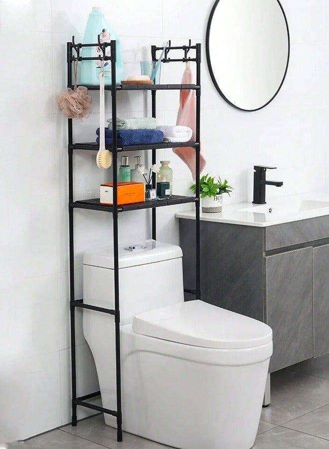 Taimi Bathroom Organizer Over The Toilet Storage 3-Tier Bathroom Shelves Over Toilet Shelf Above Toilet Storage Rack Freestanding Bathroom Space Saver with Adjustable Shelves and Baskets Black - Image 2