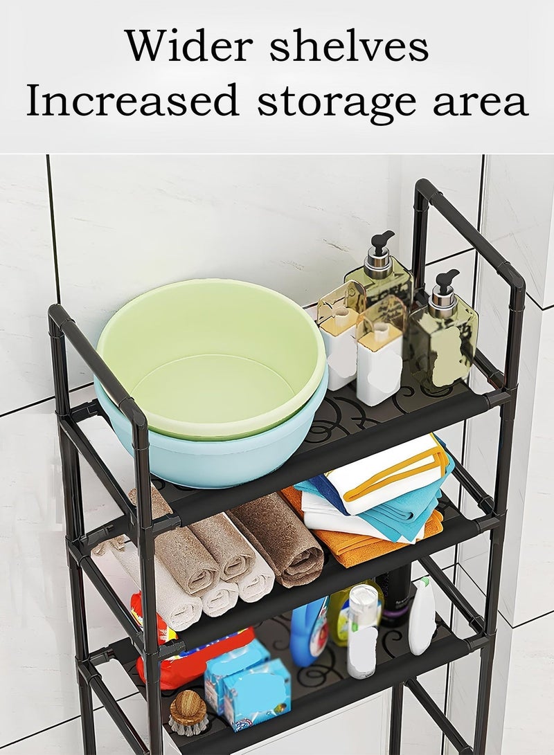 Taimi Bathroom Organizer Over The Toilet Storage 3-Tier Bathroom Shelves Over Toilet Shelf Above Toilet Storage Rack Freestanding Bathroom Space Saver with Adjustable Shelves and Baskets Black - Image 4