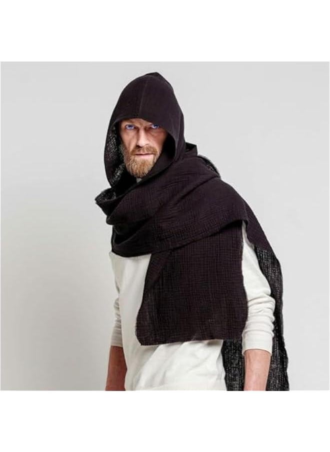 Generic - Women Men Fashion Medieval Cape Shawl Scarf Multifunctional Linen Cotton Scarf Hooded Cowl Vintage Goth Costume - Image 1