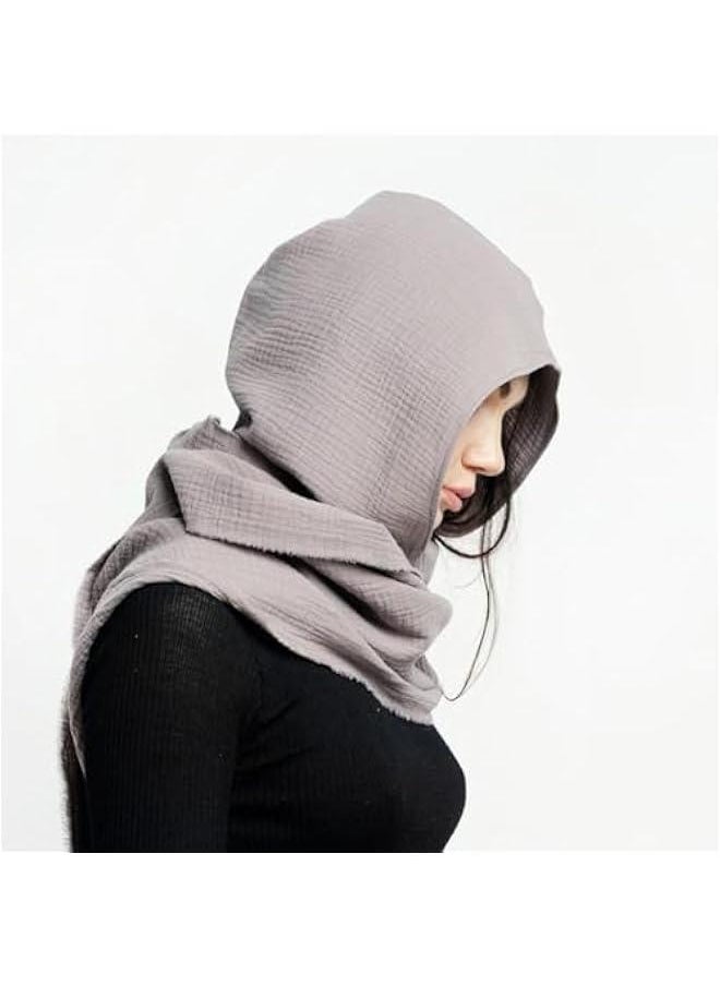 Generic - Women Men Fashion Medieval Cape Shawl Scarf Multifunctional Linen Cotton Scarf Hooded Cowl Vintage Goth Costume - Image 1