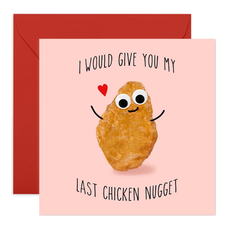 Central 23 Anniversary Card for Girlfriend Boyfriend - I Would Give You My Last Chicken Nugget - Kids Valentines Day Cards For School Husband Wife - Love Greeting Cards For Her Him - Comes With Cute Stickers - Image 1