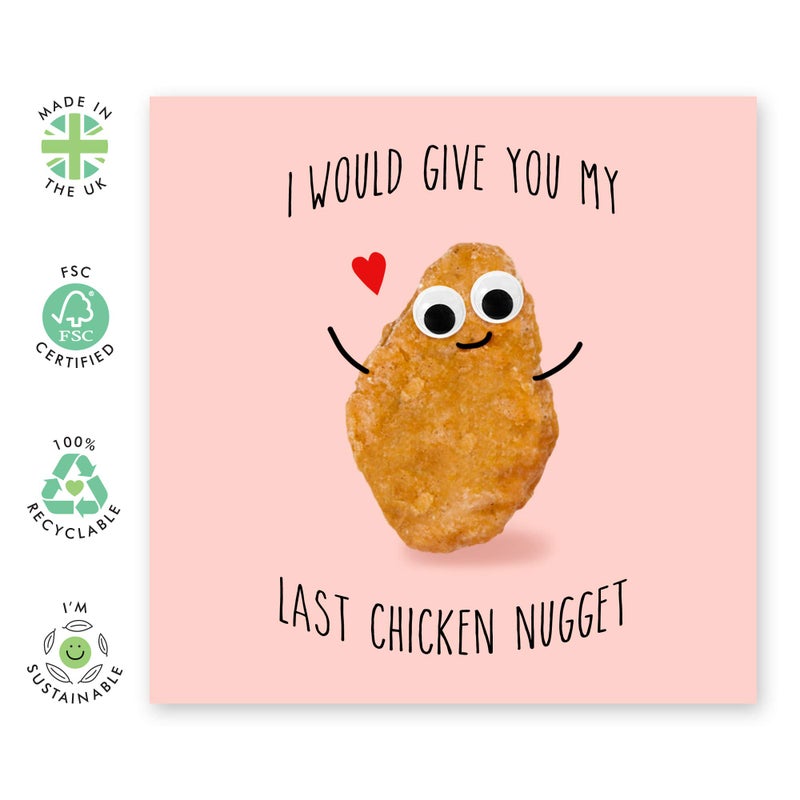Central 23 Anniversary Card for Girlfriend Boyfriend - I Would Give You My Last Chicken Nugget - Kids Valentines Day Cards For School Husband Wife - Love Greeting Cards For Her Him - Comes With Cute Stickers - Image 2
