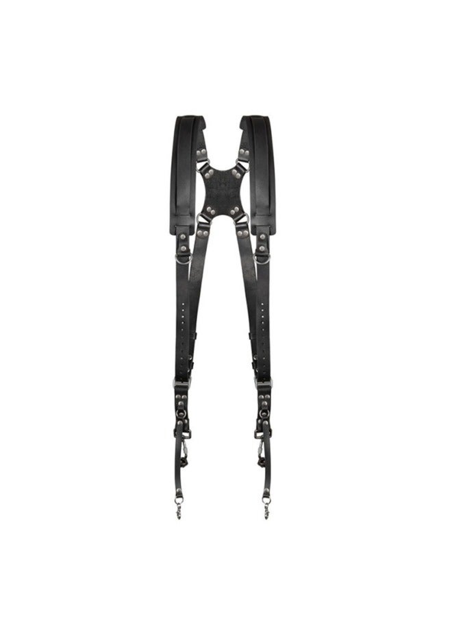Generic Top Layer Cowhide Camera Shoulder Strap Outdoor Quick Camera Photography Equipment SLR Camera Strap Photography Double Shoulder Strap-Color:Genuine Leather Shoulders-black - Image 1