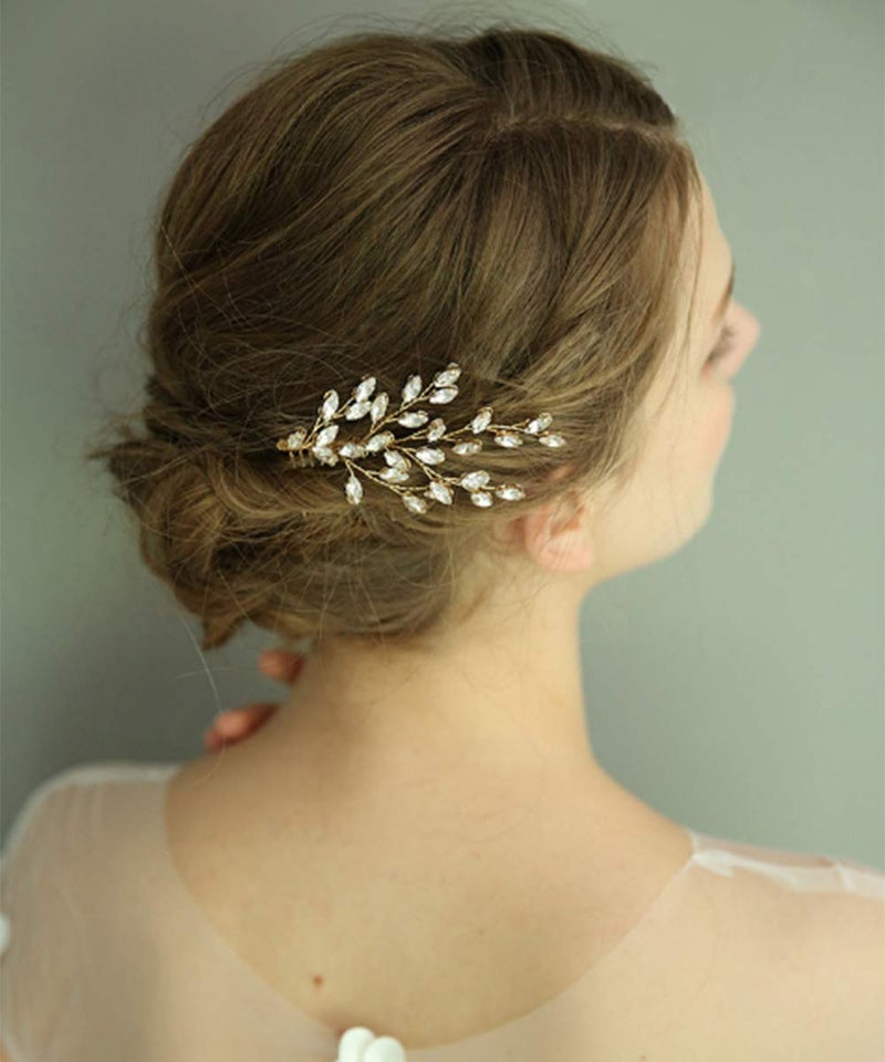 FXmimior Wedding Bridal Rose Gold Hair Accessories, Crystal Hair Comb, Bridal Headpiece, Rhinestone Comb (rose gold) - Image 2