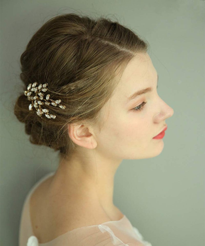 FXmimior Wedding Bridal Rose Gold Hair Accessories, Crystal Hair Comb, Bridal Headpiece, Rhinestone Comb (rose gold) - Image 3