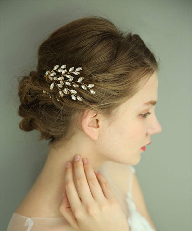 FXmimior Wedding Bridal Rose Gold Hair Accessories, Crystal Hair Comb, Bridal Headpiece, Rhinestone Comb (rose gold) - Image 4