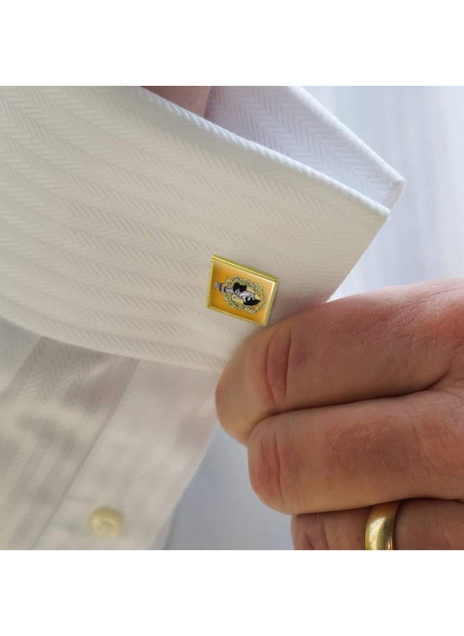 GRAPHICS & MORE - Harry Potter Hufflepuff Painted Crest Square Cufflink Set Gold Color - Image 1
