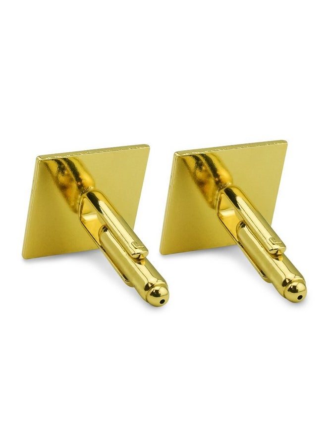 GRAPHICS & MORE - Harry Potter Hufflepuff Painted Crest Square Cufflink Set Gold Color - Image 1