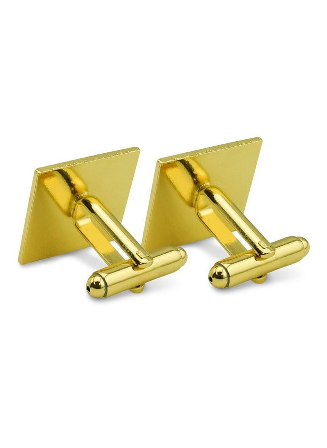 GRAPHICS & MORE - Harry Potter Hufflepuff Painted Crest Square Cufflink Set Gold Color - Image 1