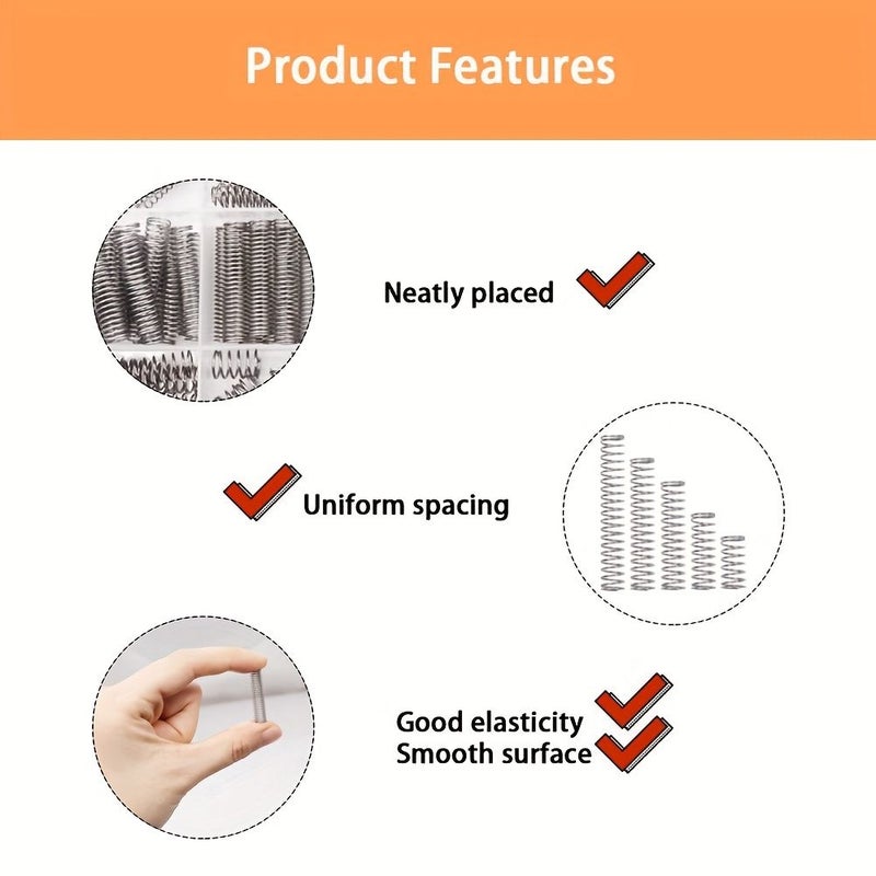 300pcs 304 Stainless Steel Compression Spring Assortment Kit 23 Sizes - Image 4