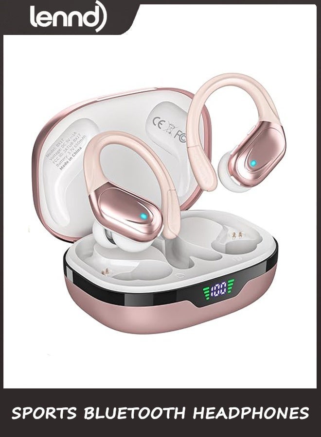 لينند سماعات أذن لاسلكية، سماعات رأس رياضية بتقنية البلوتوث، سماعات أذن تدوم 80 ساعة مع شاشة عرض LED، سماعة رأس مزودة بخاصية إلغاء الضوضاء، سماعات أذن مقاومة للماء IPX7 للتمرين/الجري - Image 1