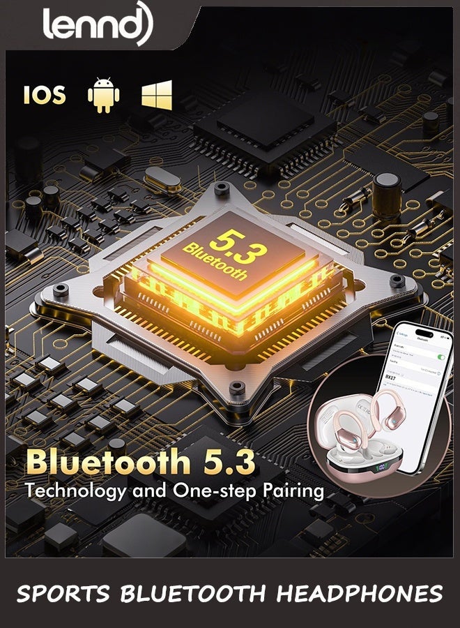 لينند سماعات أذن لاسلكية، سماعات رأس رياضية بتقنية البلوتوث، سماعات أذن تدوم 80 ساعة مع شاشة عرض LED، سماعة رأس مزودة بخاصية إلغاء الضوضاء، سماعات أذن مقاومة للماء IPX7 للتمرين/الجري - Image 2