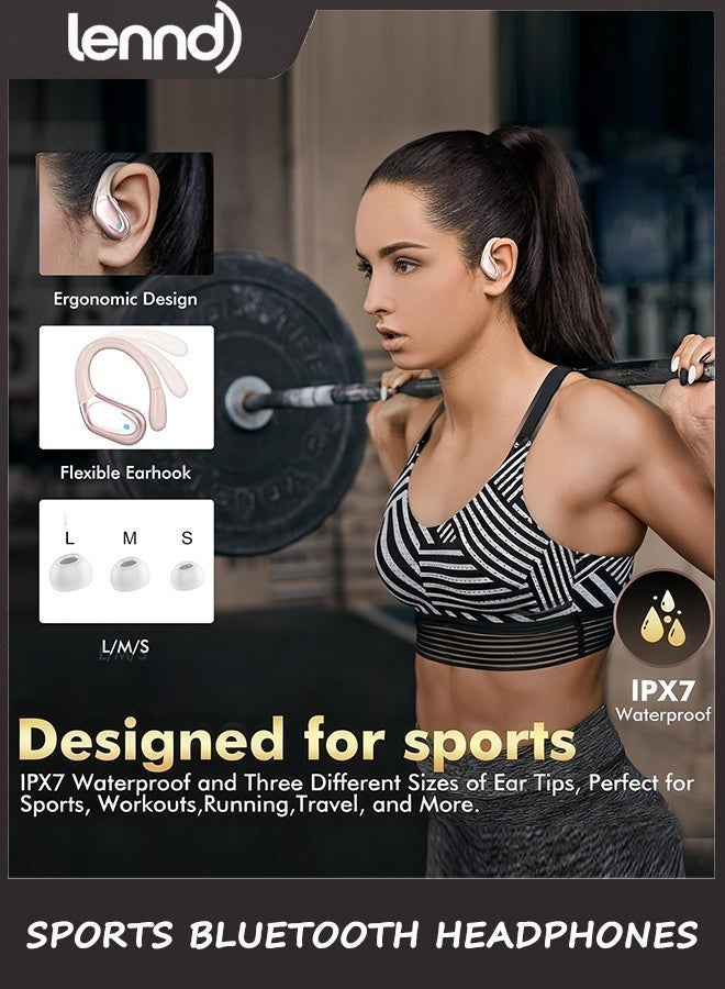 LENND Open Ear Earbuds Wireless Earbuds, Sports Bluetooth Headphones, 80Hrs Playtime Ear Buds with LED Power Display, Noise Canceling Headset, IPX7 Waterproof Earphones for Workout/Running - Image 4