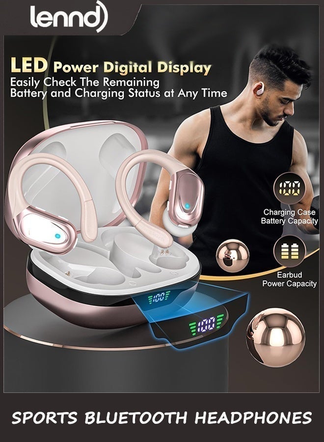 LENND Open Ear Earbuds Wireless Earbuds, Sports Bluetooth Headphones, 80Hrs Playtime Ear Buds with LED Power Display, Noise Canceling Headset, IPX7 Waterproof Earphones for Workout/Running - Image 1