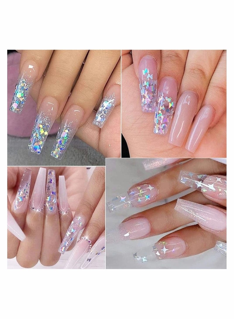 KASTWAVE Nail Art Glitter Sequins, 12 Grids Laser Silver Nail Decals 3D - Image 5