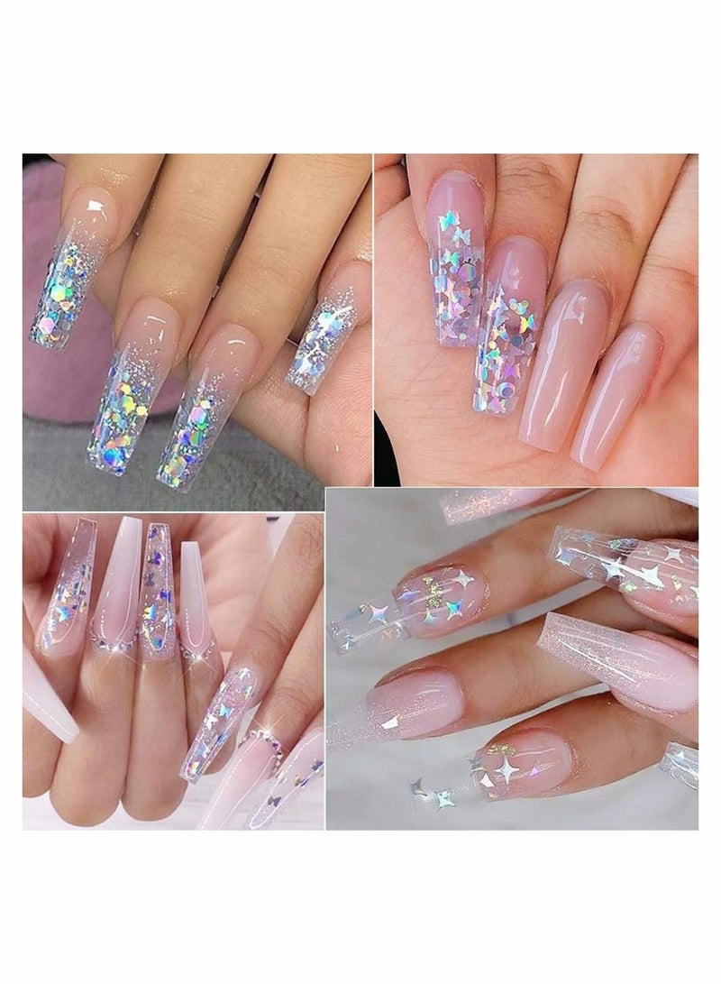 KASTWAVE Nail Art Glitter Sequins, 12 Grids Laser Silver Nail Decals 3D - Image 4