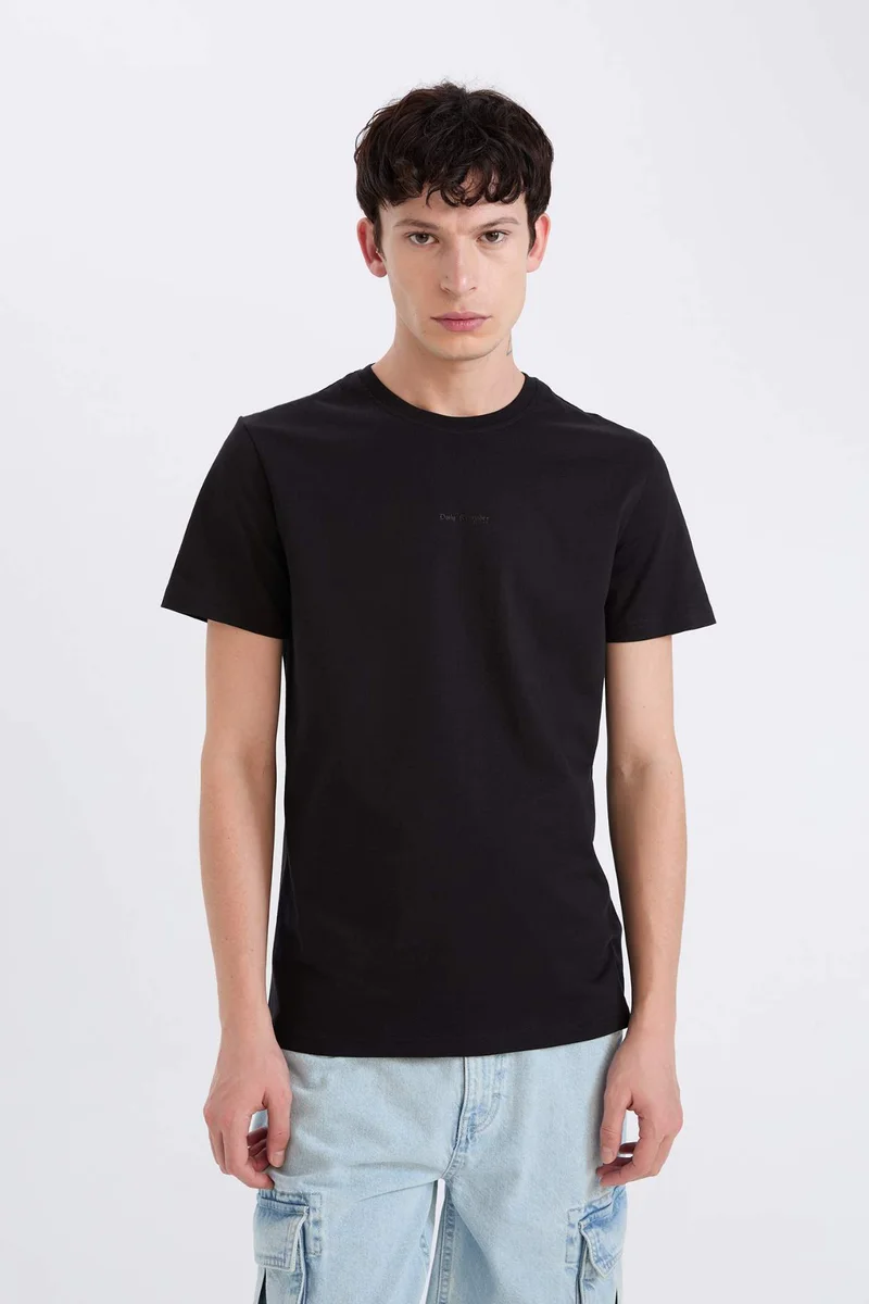 Defacto Slim Fit Crew Neck Printed Short Sleeve T-Shirt