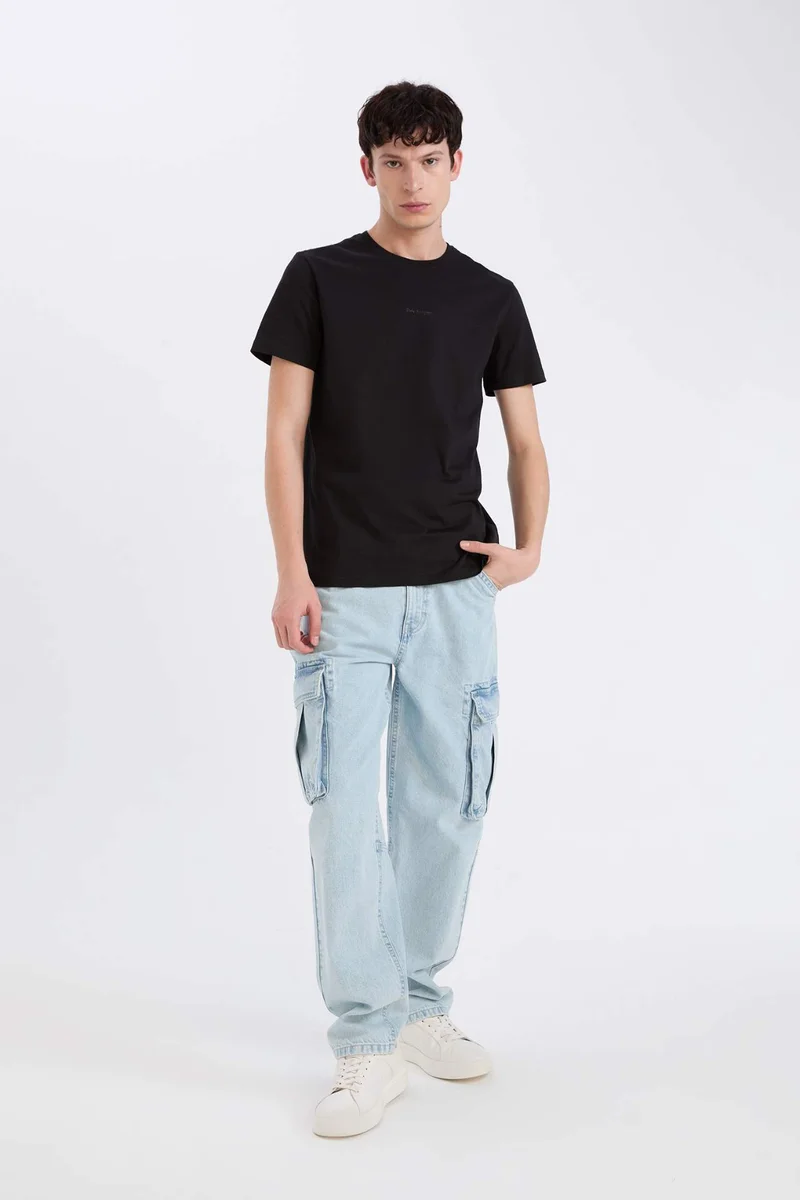 Defacto Slim Fit Crew Neck Printed Short Sleeve T-Shirt