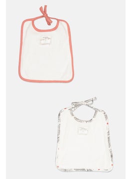 Dp Am Toddlers Boy 2 Pcs Allover Print Bib Set, Dark Peach/White Combo  - Image 2