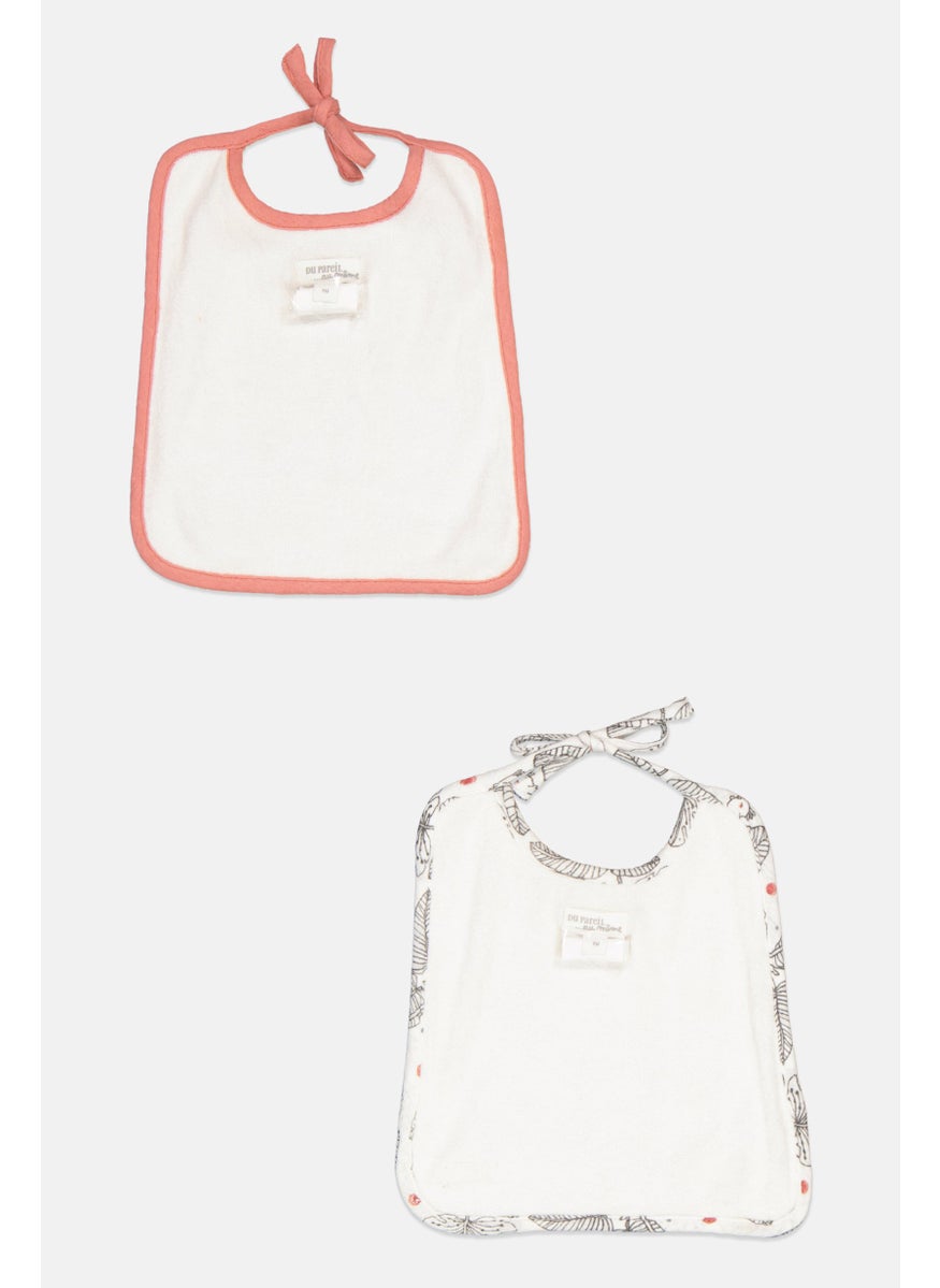 Dp Am - Toddlers Boy 2 Pcs Allover Print Bib Set, Dark Peach/White Combo - Image 1
