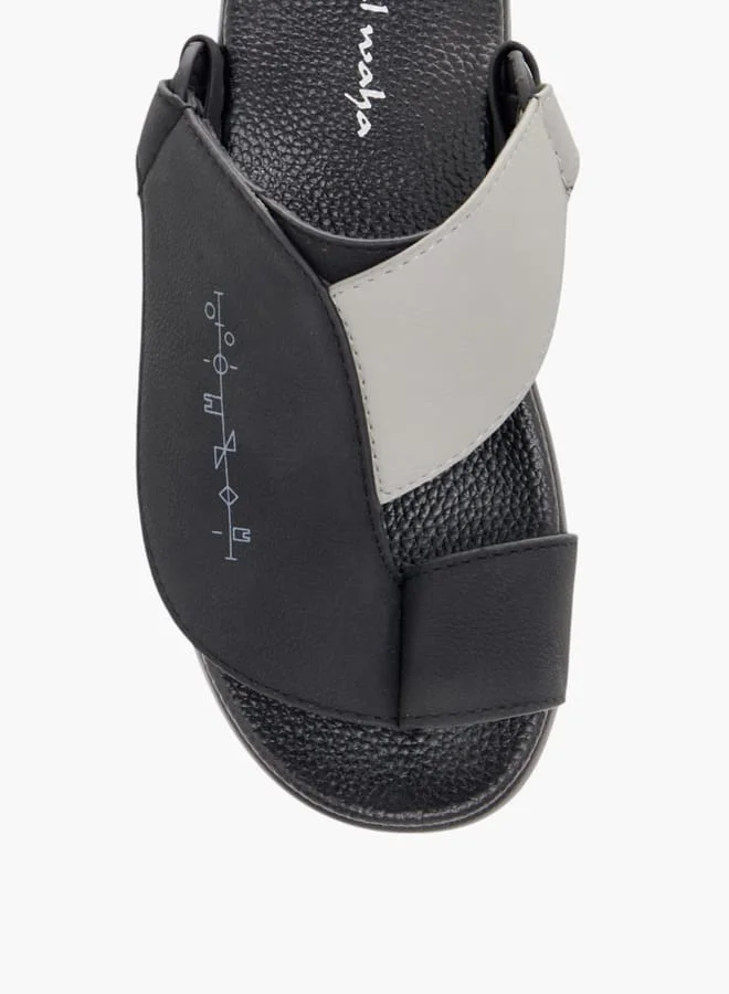 Al Waha Boys Embroidered Slip-On Arabic Sandals with Toe Loop Detail