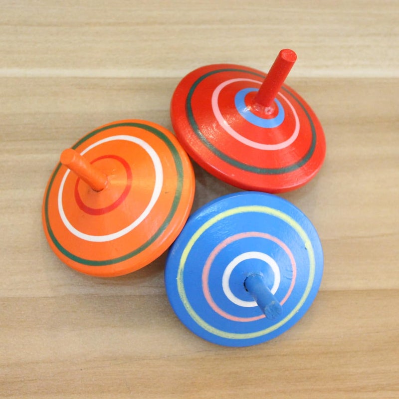 GoodPlay Gyroscope, 3 Pcs/Set Handmade Painted Wood Spinning Tops, Educational Kindergarten Toys - Image 5