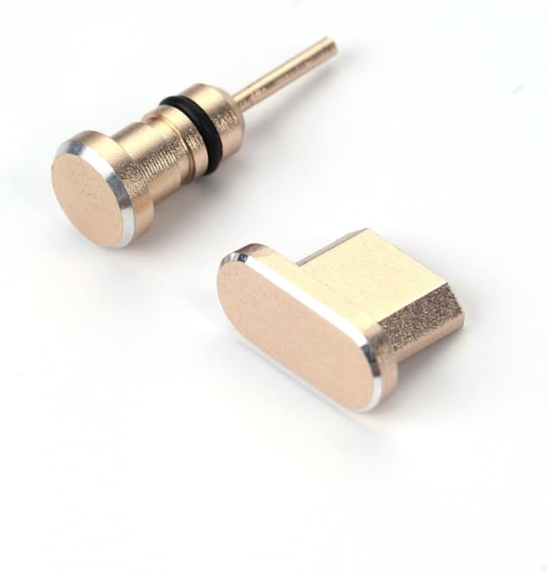 DOITOOL 2pcs Earphone Jack Micro USB Dust-Filtering Plug Set Gold Easy to Install Compatible with Samsung Edge Honor Protects Against Liquid and Dirt - Image 1