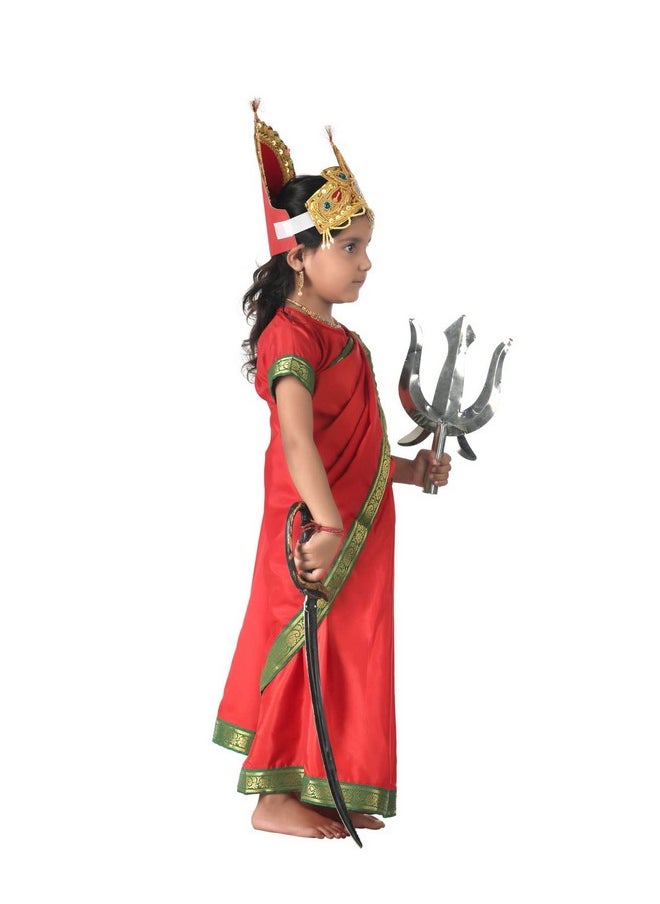BookMyCostume BookMyCostume Durga Mata Hindu Godess Devi Shera Wali Ma Girls Kids Fancy Dress Costume 10-12 years  - Image 2
