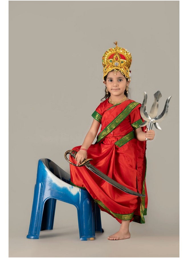 BookMyCostume BookMyCostume Durga Mata Hindu Godess Devi Shera Wali Ma Girls Kids Fancy Dress Costume 10-12 years  - Image 5