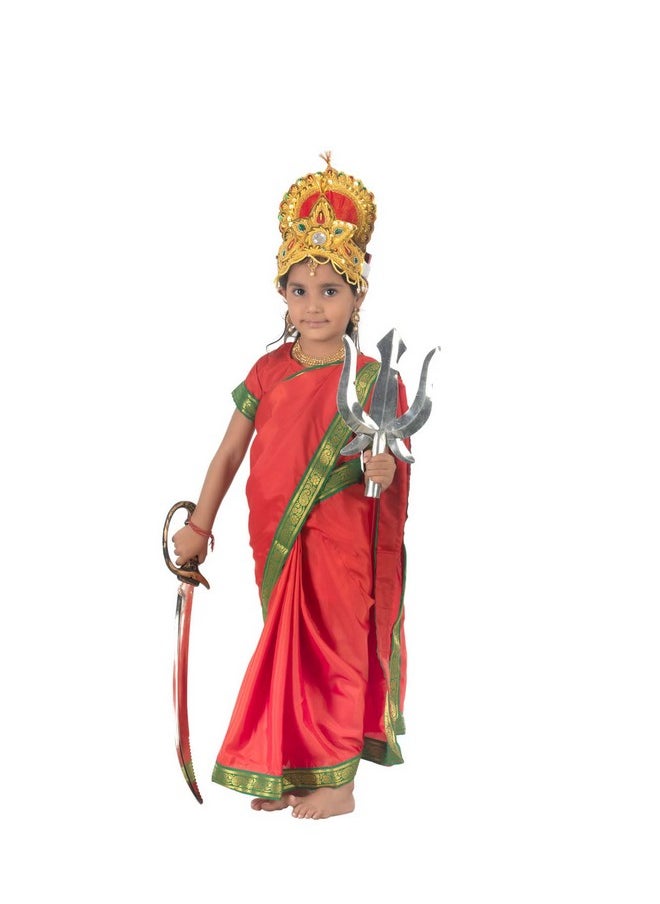 BookMyCostume BookMyCostume Durga Mata Hindu Godess Devi Shera Wali Ma Girls Kids Fancy Dress Costume 10-12 years  - Image 1