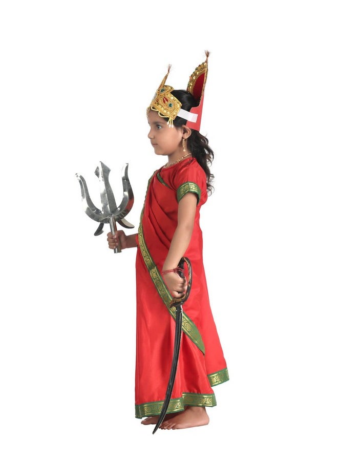 BookMyCostume BookMyCostume Durga Mata Hindu Godess Devi Shera Wali Ma Girls Kids Fancy Dress Costume 10-12 years  - Image 4