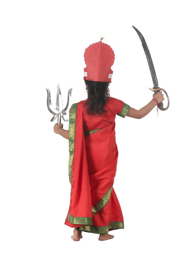 BookMyCostume BookMyCostume Durga Mata Hindu Godess Devi Shera Wali Ma Girls Kids Fancy Dress Costume 10-12 years  - Image 3