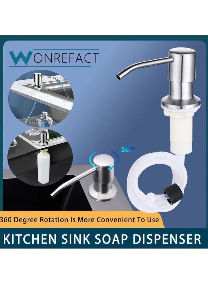 هابي هوم موزع صابون للمطبخ مع أنبوب تمديد – موزع صابون سائل للحنفية والرخامة، مضخة يدوية قوية للتنظيف السريع، مناسب لغسيل الأطباق، موزع صابون للحوض مع خزان سفلي، سهل التعبئة والاستخدام – مناسب للمطابخ والحمامات - Image 2